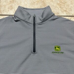 Peter Millar Black and White Striped Quarter-Zip Pullover